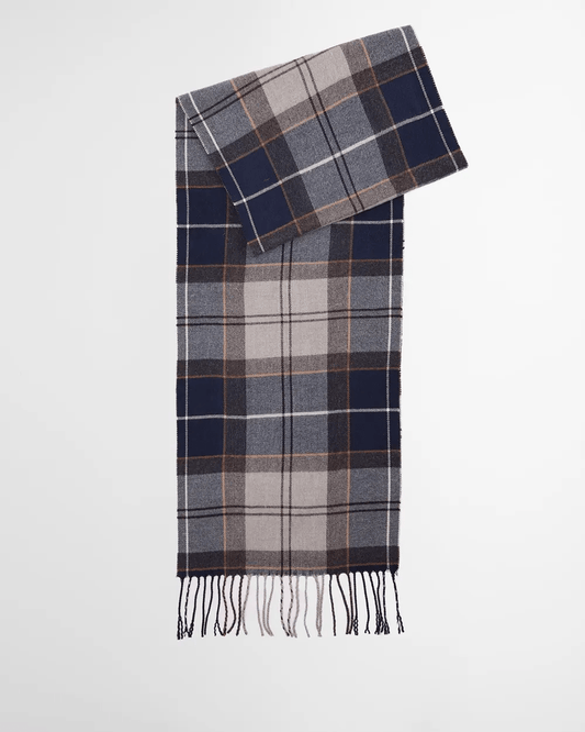Barbour Galingale Tartan Scarf Barbour Grey Midnight Tartan Women's Scarves Rivers and Glen Trading Co