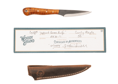 Woody Handmade Cutlery Upland Game Knife Woody Handmade Cutlery Curly Maple (4) Knives Rivers and Glen Trading Co