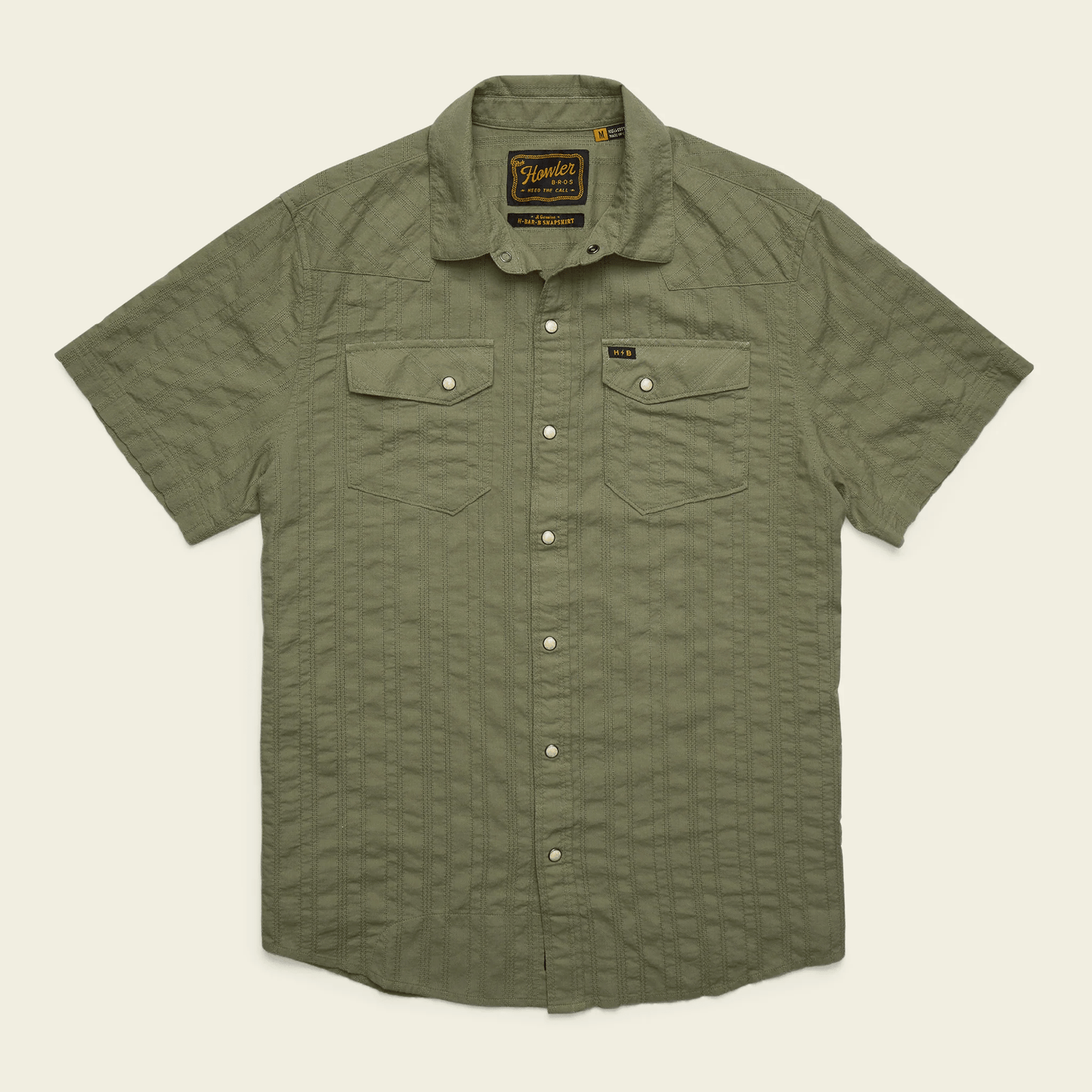 Howler Brothers H Bar B Snapshirt Howler Brothers Eyelet Stripe : Cadet / M Men's Short Sleeve Button Down Shirts Rivers and Glen Trading Co