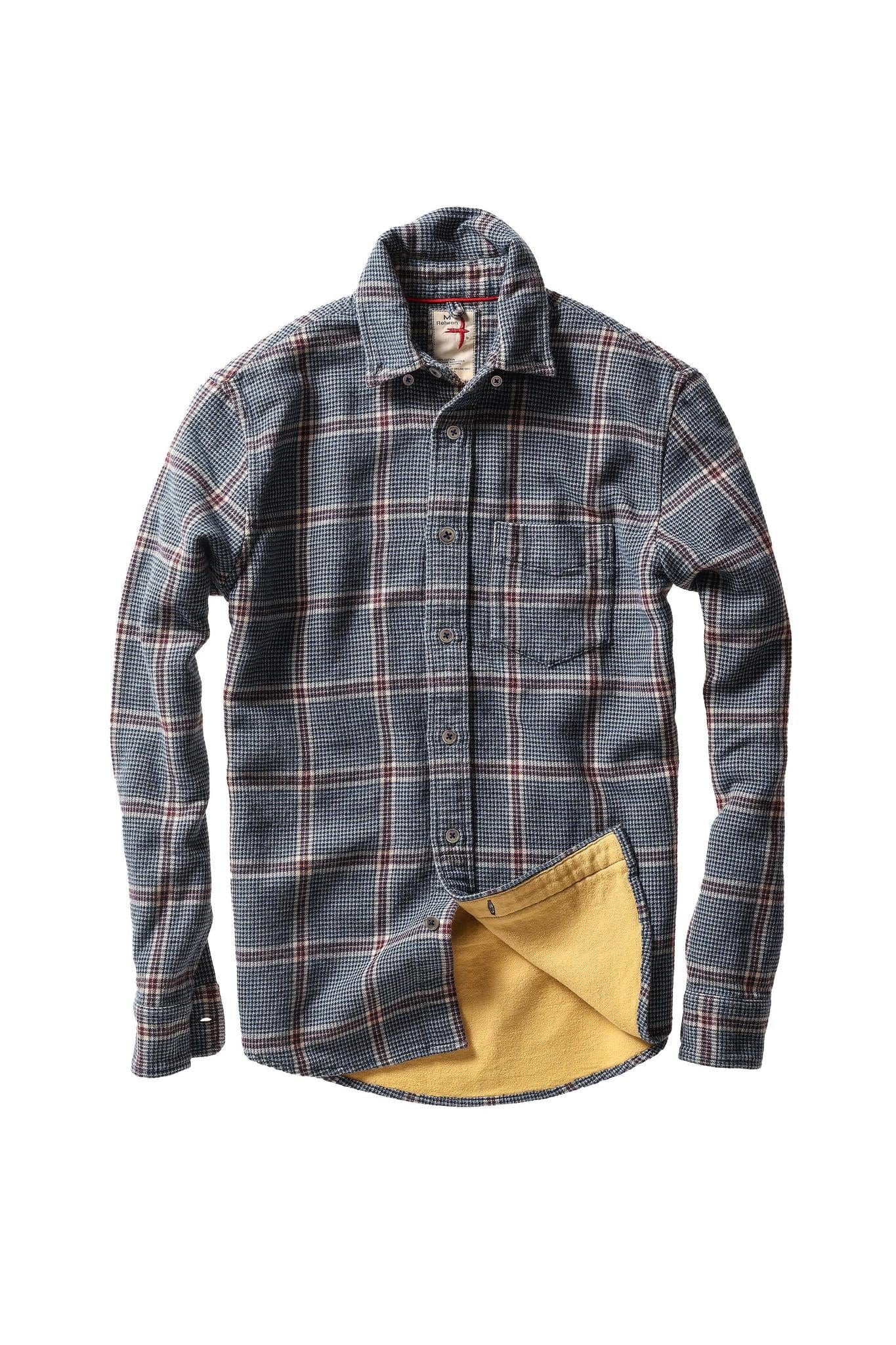 Relwen Chamois Lined Flannel Relwen Blue/Khaki/Red Explode Houndstooth / L Men's Long Sleeve Button Down Shirts Rivers and Glen Trading Co
