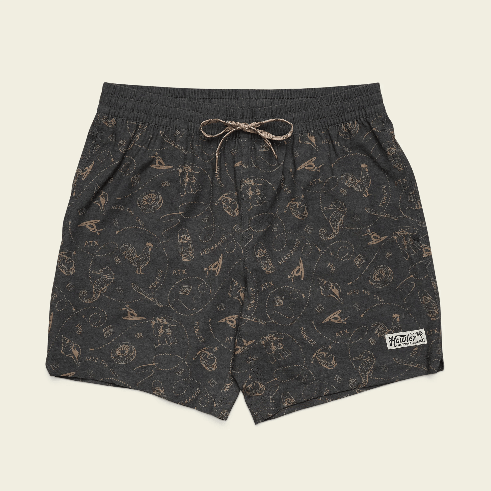 Howler Brothers Deep Set Boardshorts Howler Brothers Sea Rodeo : Antique Black / L Men's Shorts Rivers and Glen Trading Co