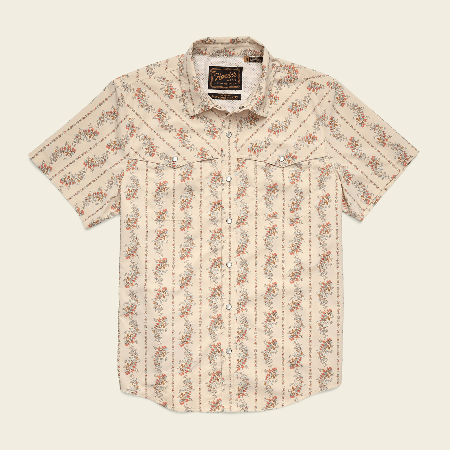 Howler Brothers Open Country Tech Shirt Howler Brothers Grampa's Curtains : Natural / XL Men's Short Sleeve Button Down Shirts Rivers and Glen Trading Co