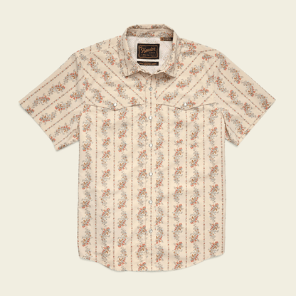 Howler Brothers Open Country Tech Shirt Howler Brothers Grampa's Curtains : Natural / XL Men's Short Sleeve Button Down Shirts Rivers and Glen Trading Co