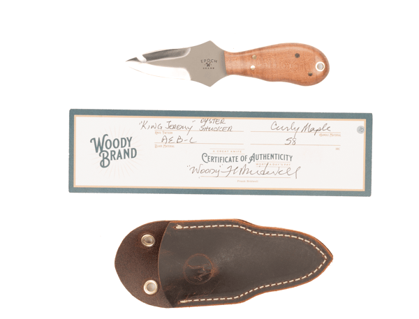 Woody Handmade Cutlery "King Jeremy" Oyster Shucker Woody Handmade Cutlery Curly Maple (10) Knives Rivers and Glen Trading Co