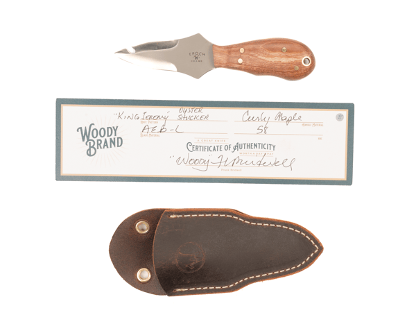 Woody Handmade Cutlery "King Jeremy" Oyster Shucker Woody Handmade Cutlery Curly Maple (8) Knives Rivers and Glen Trading Co