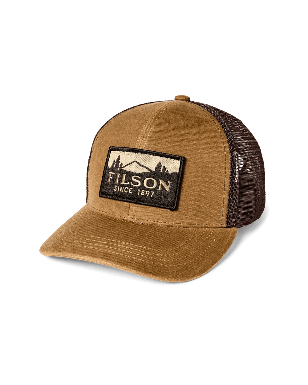 Filson Scenic Logger Mesh Cap Filson Dark Tan Headwear Rivers and Glen Trading Co