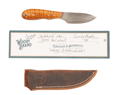 Woody Handmade Cutlery 7" Sidekick EDC Woody Handmade Cutlery Curly Maple (8) Knives Rivers and Glen Trading Co