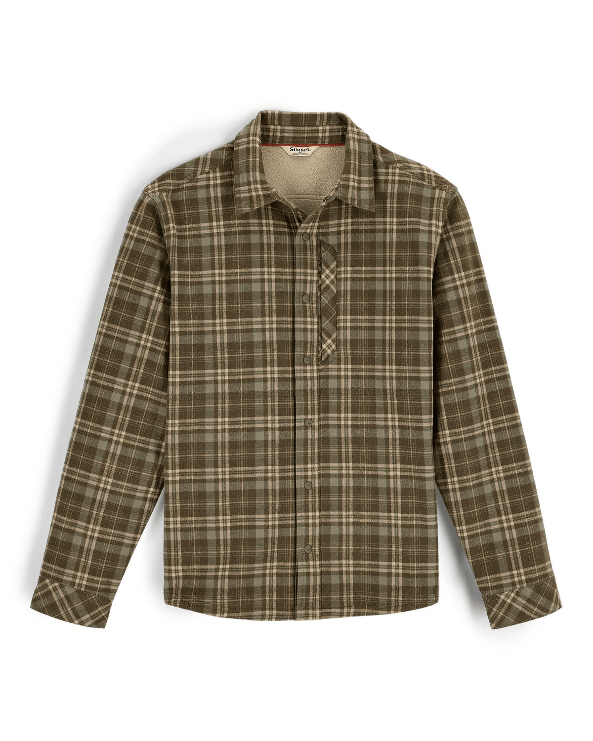Simms Coldweather Shacket Simms Schooner Plaid: Loden / L Men's Long Sleeve Button Down Shirts Rivers and Glen Trading Co