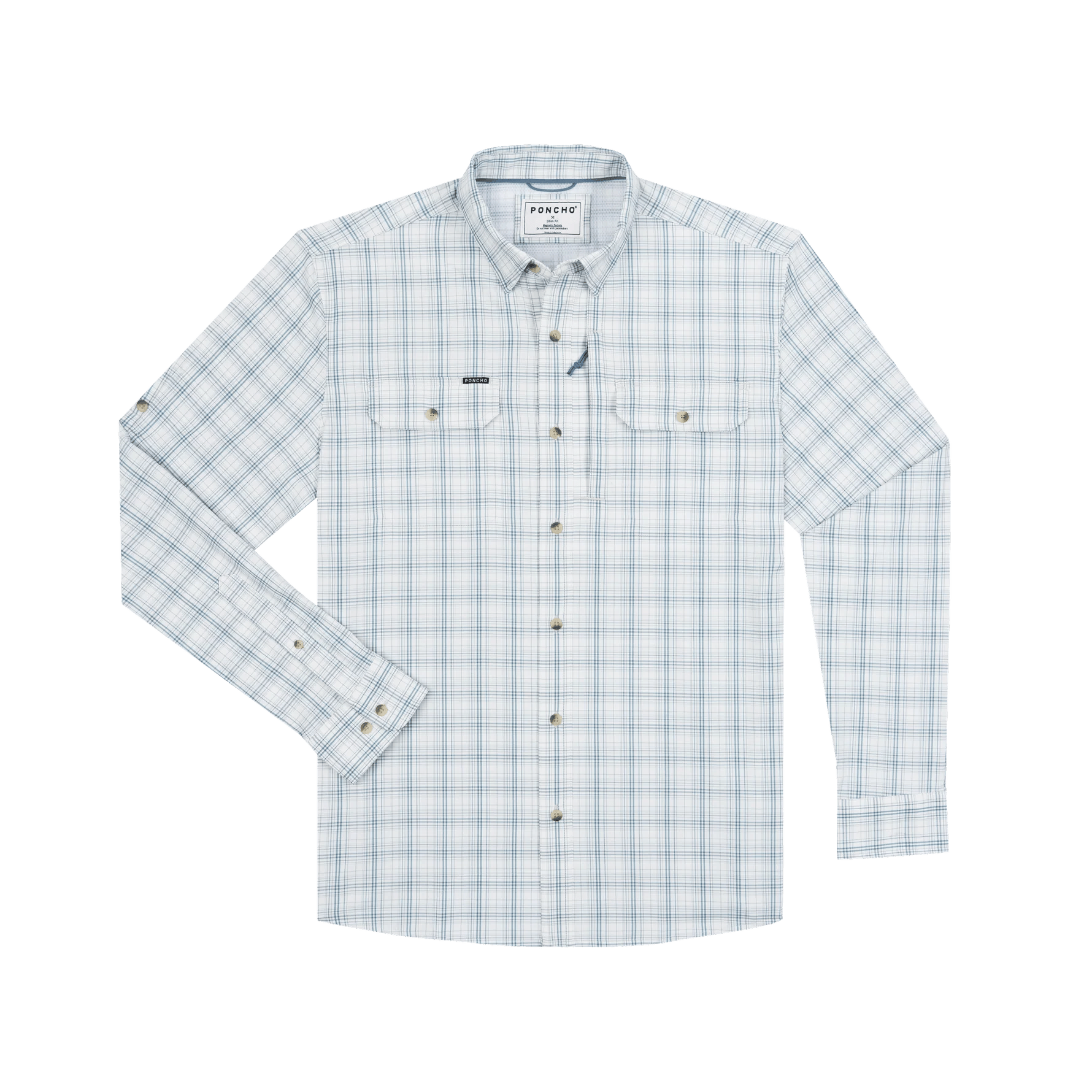 Poncho The Silver King Poncho Slate and Silver Plaid / M Men's Long Sleeve Button Down Shirts Rivers and Glen Trading Co