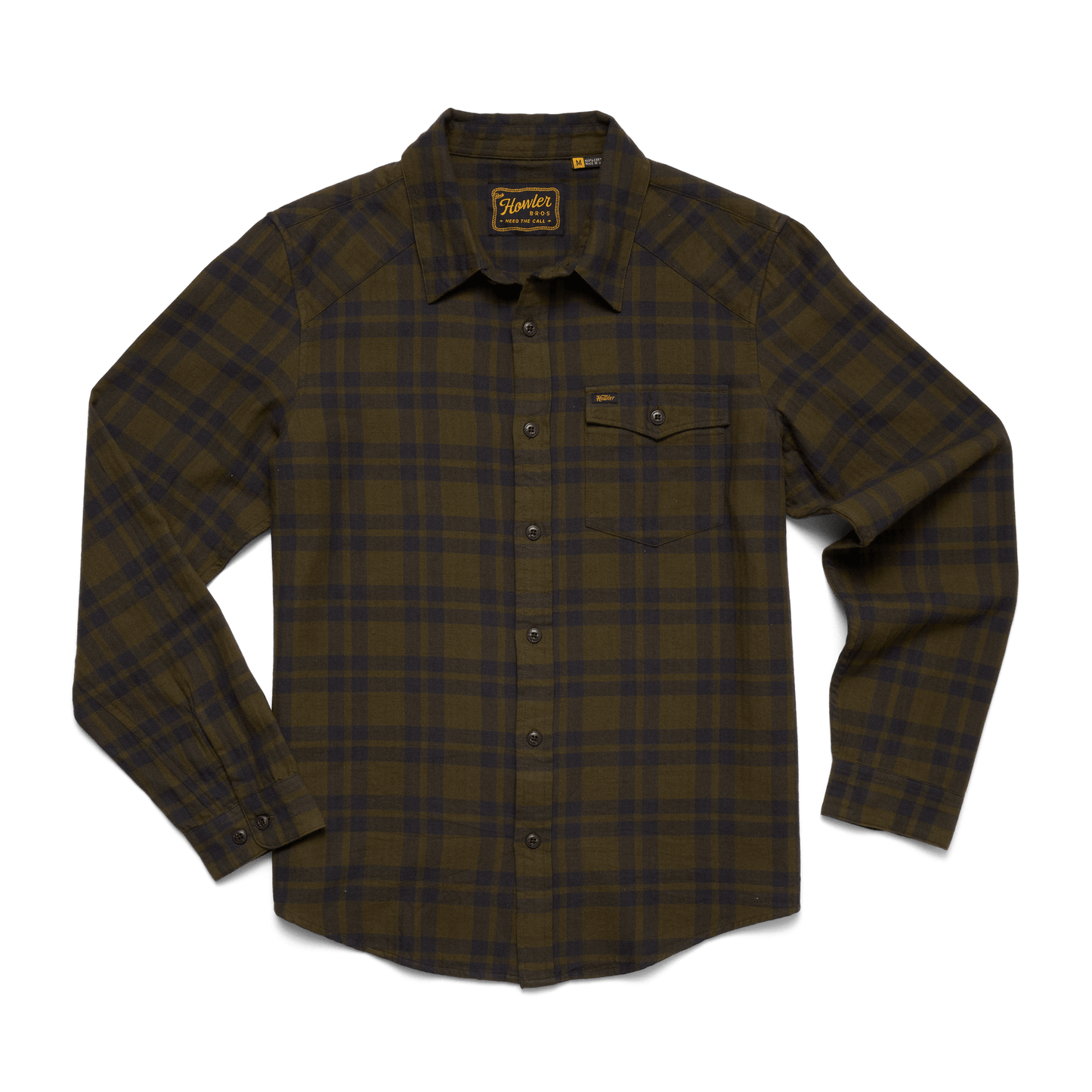 Howler Brothers La Grange Lightweight Flannel Howler Brothers Cohen Plaid: Dark Olive / L Men's Long Sleeve Button Down Shirts Rivers and Glen Trading Co