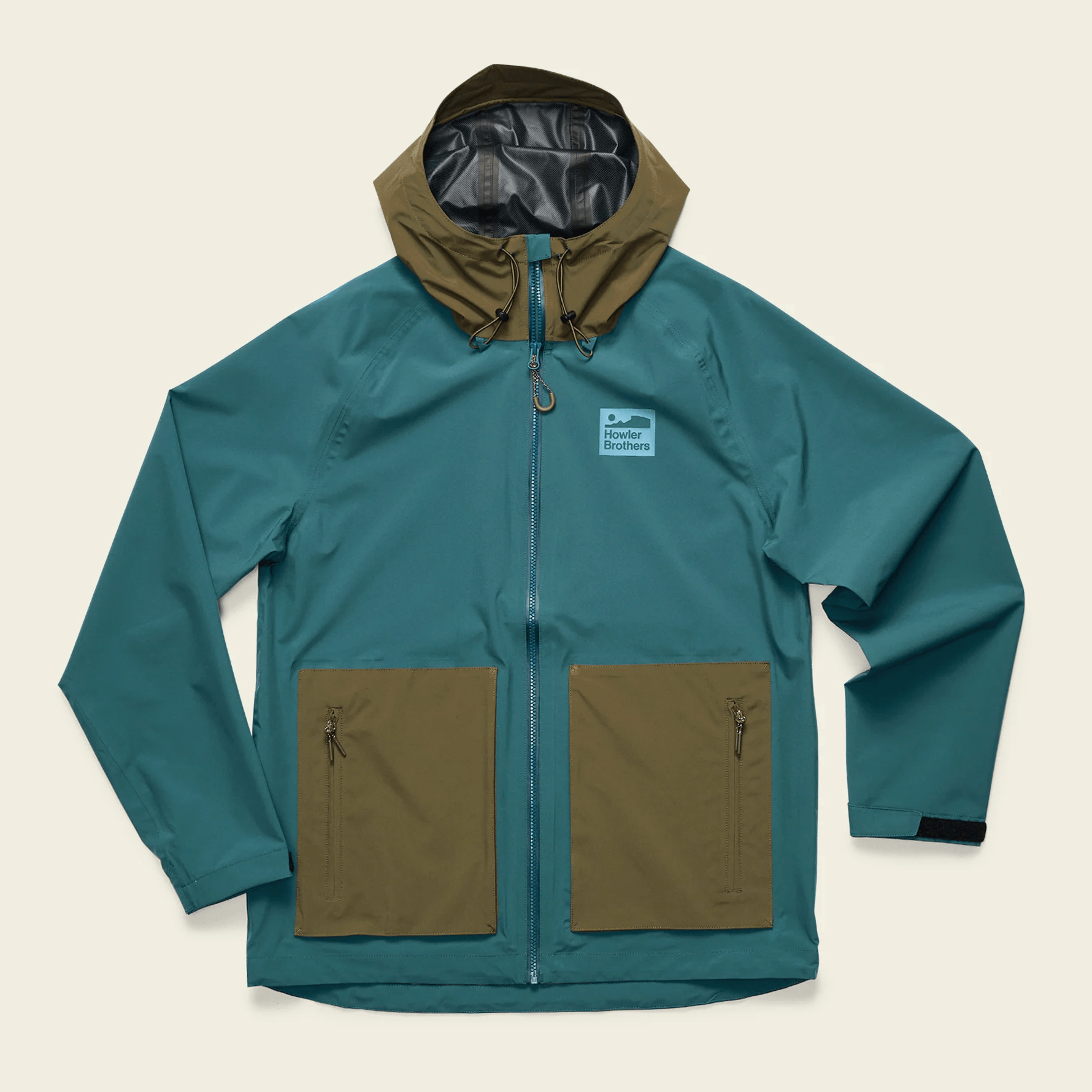 Howler Brothers Storm Splitter Rain Shell Howler Brothers Dark Teal/Dark Olive / L Men's Rain Jackets Rivers and Glen Trading Co