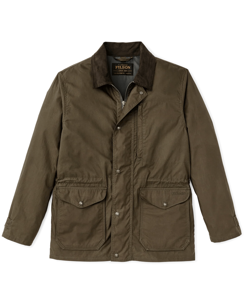 Filson Dry Wax Mile Marker Coat Filson Burnt Olive / XL Men's Jackets Rivers and Glen Trading Co