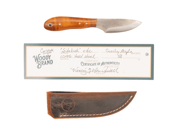 Woody Handmade Cutlery 7" Sidekick EDC Woody Handmade Cutlery Curly Maple (7) Knives Rivers and Glen Trading Co