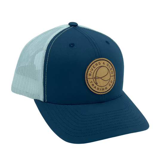 R&G Leather Patch Trucker Hat 112 - Rivers & Glen Trading Co.